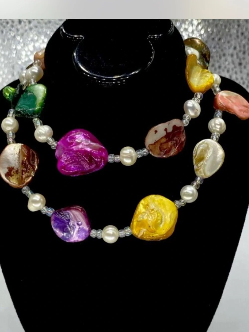 Abalone ^^^ Multicolor Baroque Pearl Statement Necklace  * Bonus !!! 👀 Pics :0)